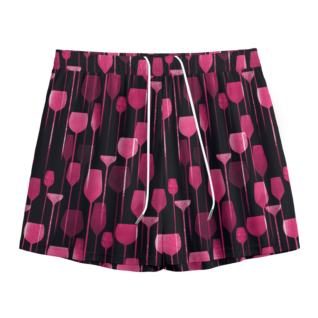 Glasses Of Wine Print Mesh Shorts