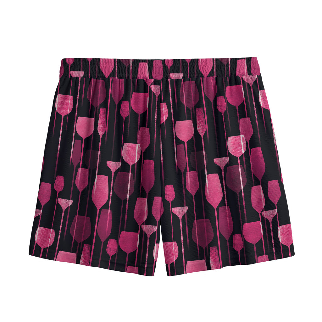 Glasses Of Wine Print Mesh Shorts