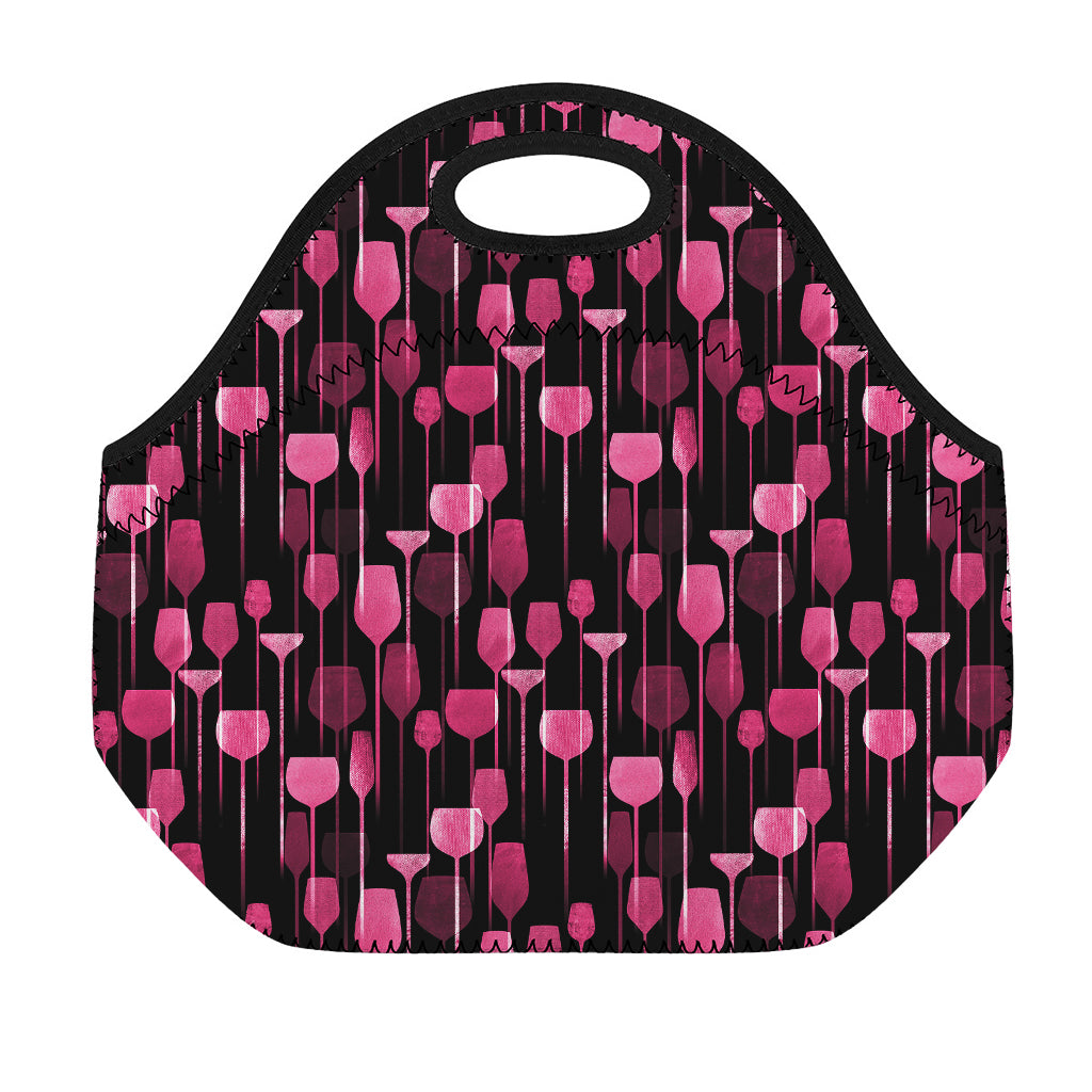 Glasses Of Wine Print Neoprene Lunch Bag
