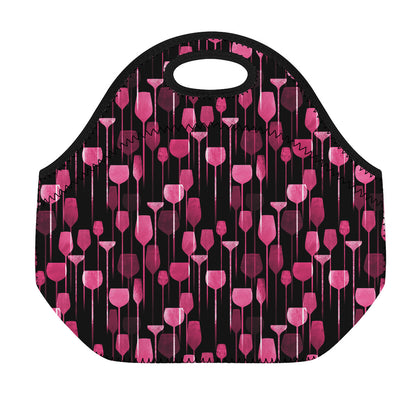Glasses Of Wine Print Neoprene Lunch Bag