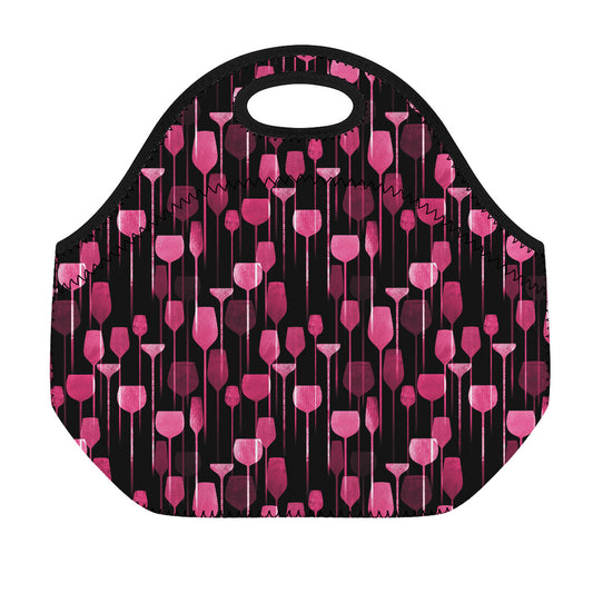 Glasses Of Wine Print Neoprene Lunch Bag