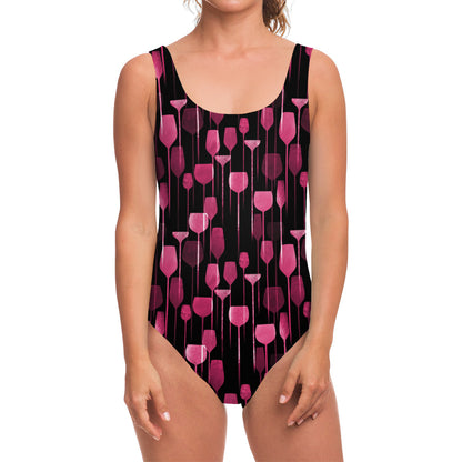 Glasses Of Wine Print One Piece Swimsuit