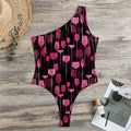 Glasses Of Wine Print One Shoulder Bodysuit