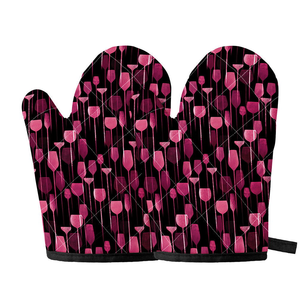 Glasses Of Wine Print Oven Mitts
