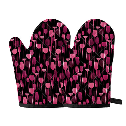 Glasses Of Wine Print Oven Mitts
