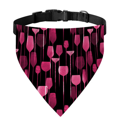 Glasses Of Wine Print Over The Collar Dog Bandana