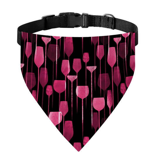 Glasses Of Wine Print Over The Collar Dog Bandana