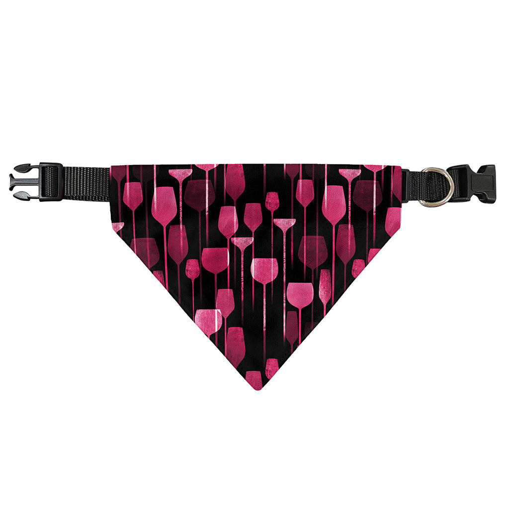 Glasses Of Wine Print Over The Collar Dog Bandana