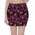 Glasses Of Wine Print Pencil Mini Skirt