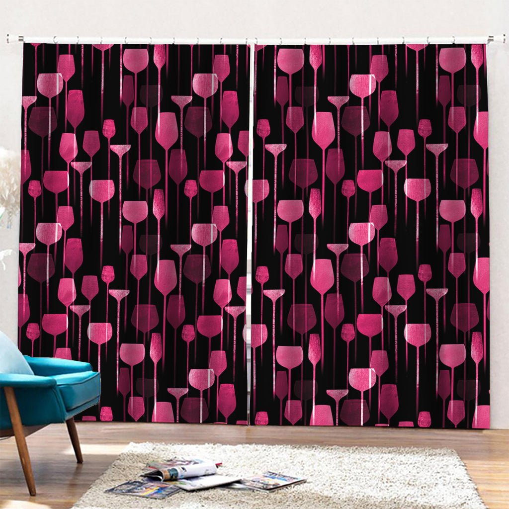 Glasses Of Wine Print Pencil Pleat Curtains
