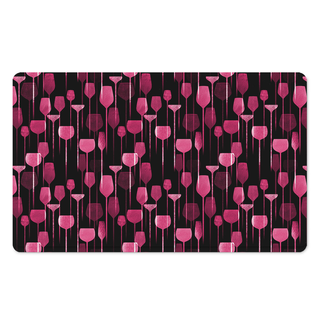 Glasses Of Wine Print Polyester Doormat