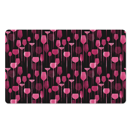 Glasses Of Wine Print Polyester Doormat