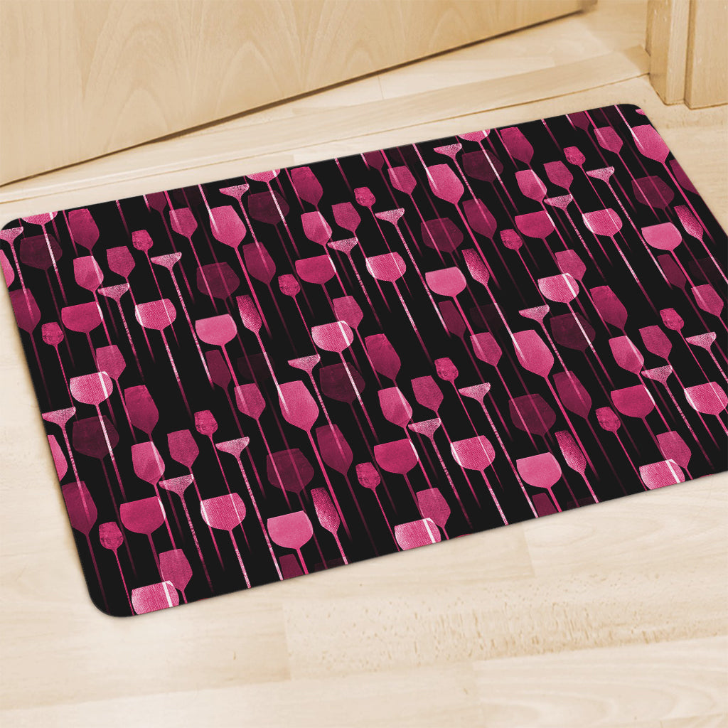 Glasses Of Wine Print Polyester Doormat