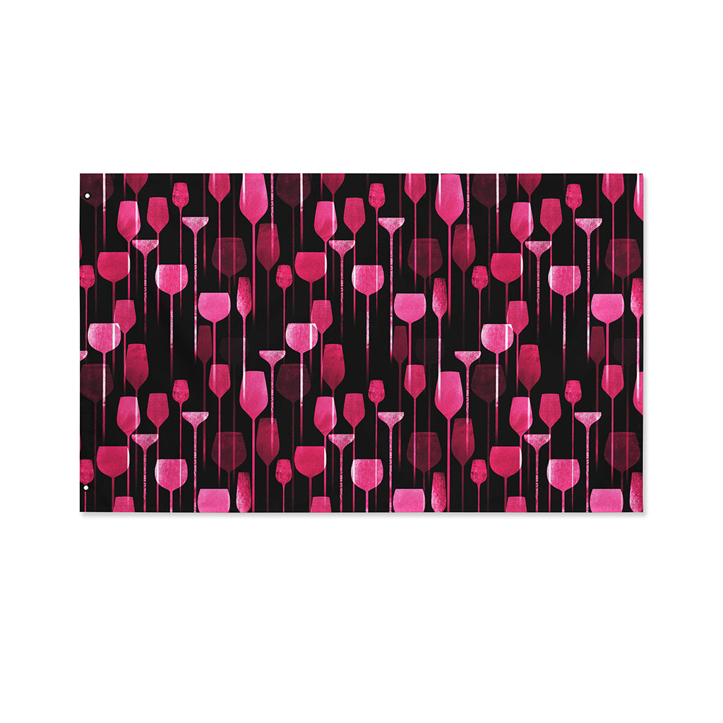Glasses Of Wine Print Polyester Flag