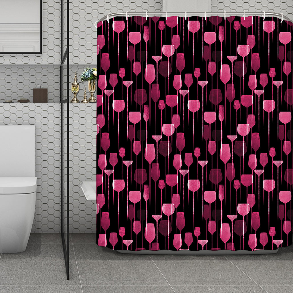Glasses Of Wine Print Polyester Shower Curtain