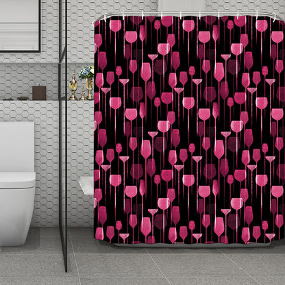 Glasses Of Wine Print Polyester Shower Curtain