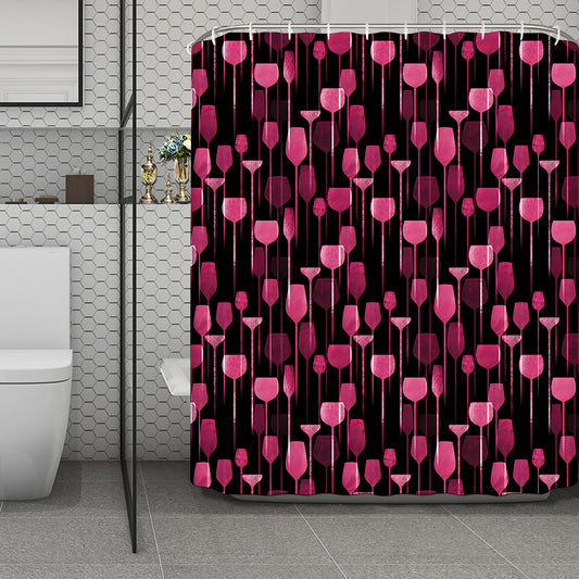 Glasses Of Wine Print Polyester Shower Curtain