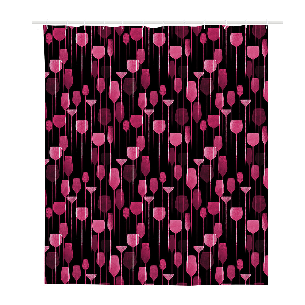 Glasses Of Wine Print Polyester Shower Curtain