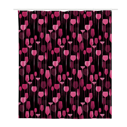 Glasses Of Wine Print Polyester Shower Curtain