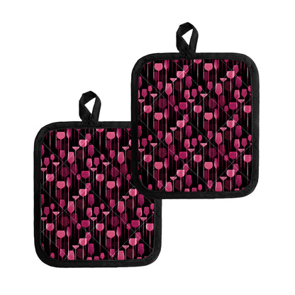 Glasses Of Wine Print Pot Holders