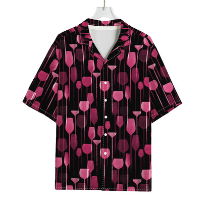 Glasses Of Wine Print Rayon Hawaiian Shirt