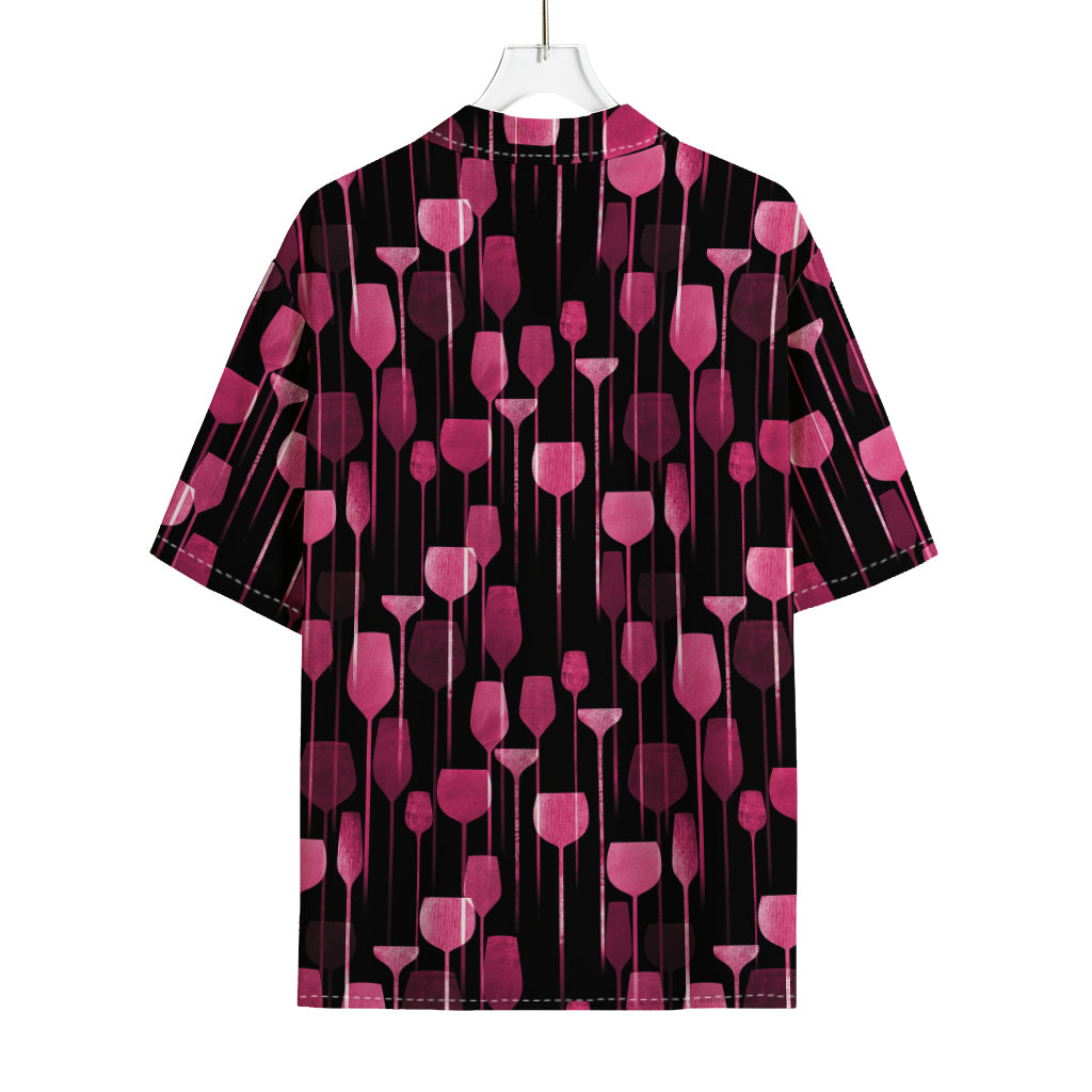 Glasses Of Wine Print Rayon Hawaiian Shirt
