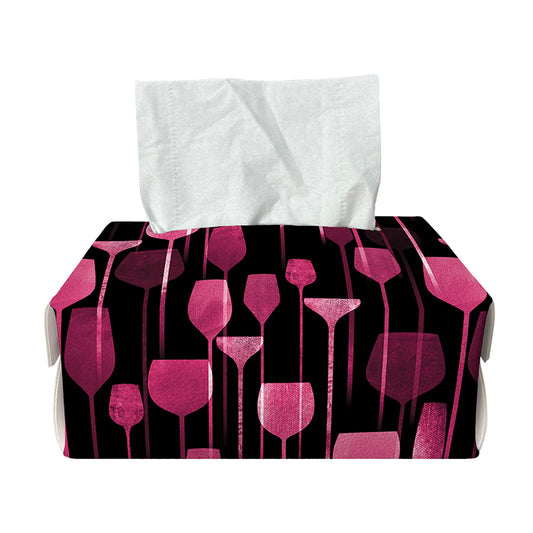 Glasses Of Wine Print Rectangle Tissue Box Cover