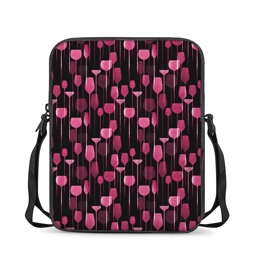 Glasses Of Wine Print Rectangular Crossbody Bag