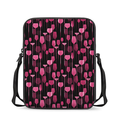Glasses Of Wine Print Rectangular Crossbody Bag