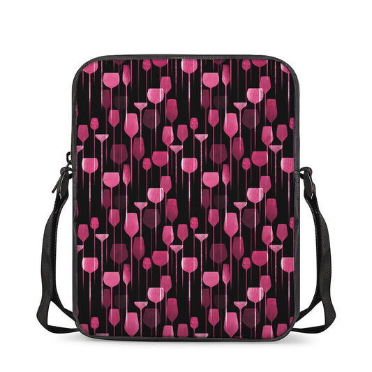 Glasses Of Wine Print Rectangular Crossbody Bag