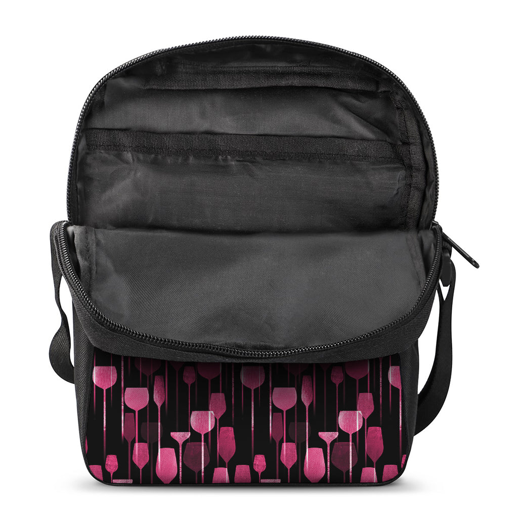 Glasses Of Wine Print Rectangular Crossbody Bag