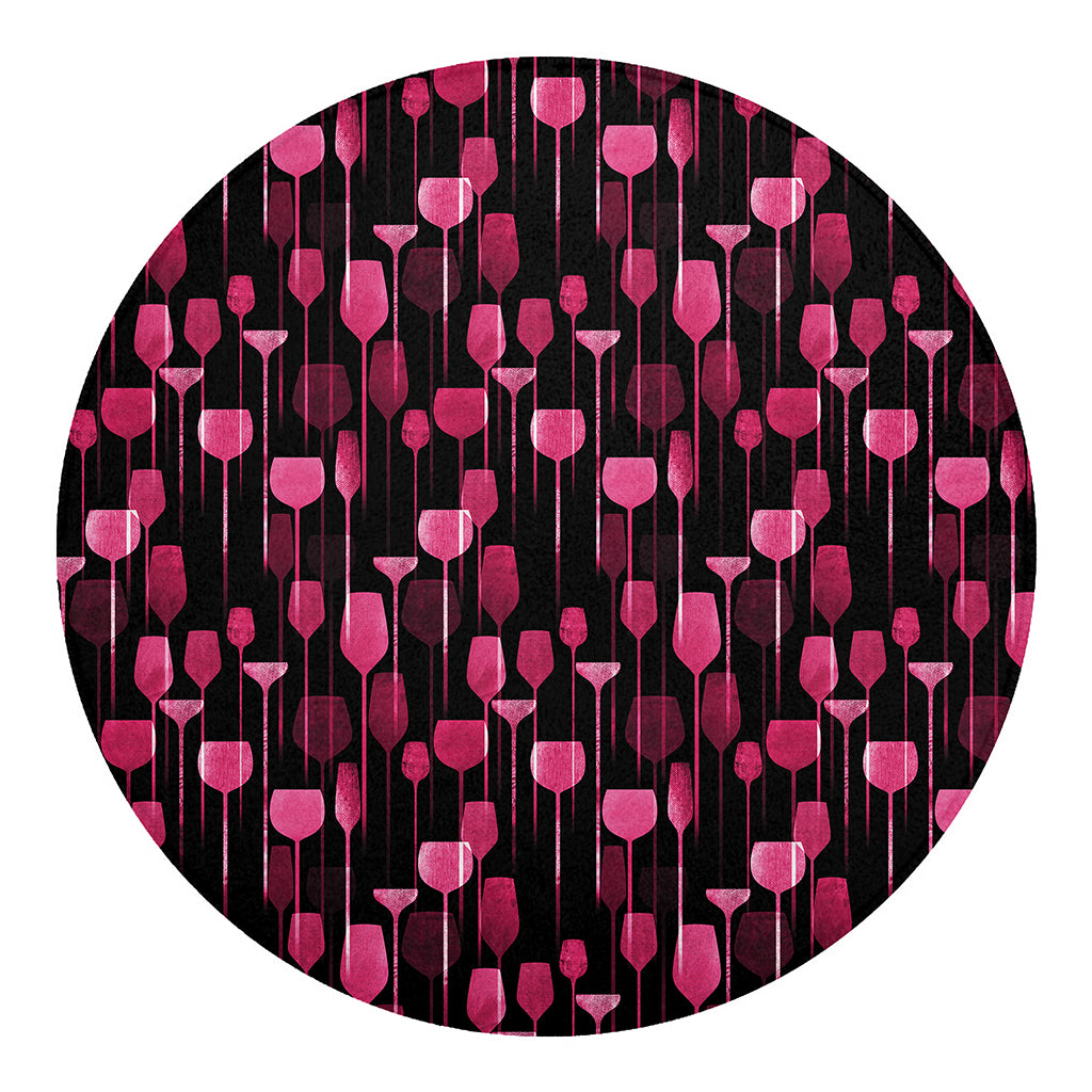 Glasses Of Wine Print Round Blanket