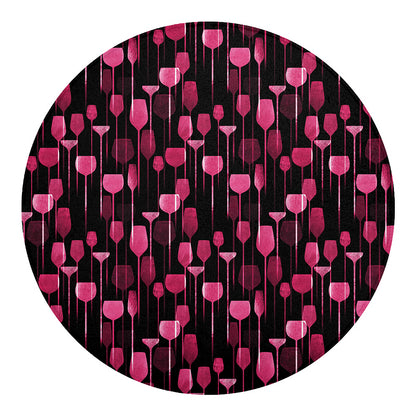 Glasses Of Wine Print Round Blanket
