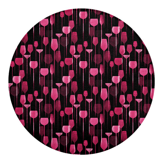 Glasses Of Wine Print Round Blanket