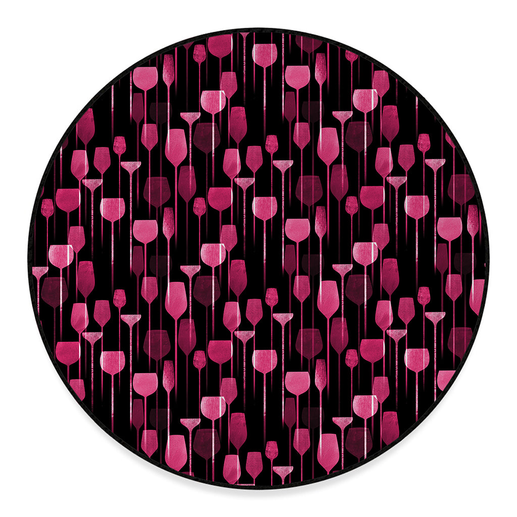 Glasses Of Wine Print Round Floor Mat
