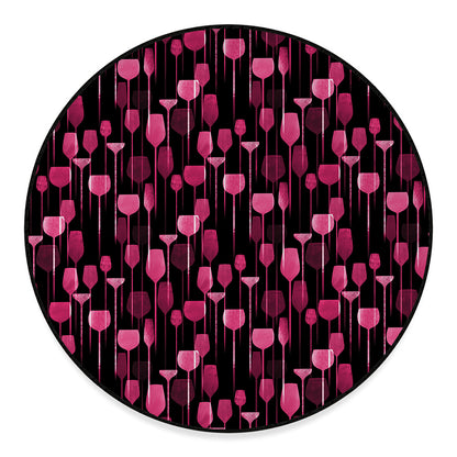 Glasses Of Wine Print Round Floor Mat