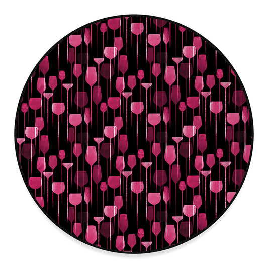 Glasses Of Wine Print Round Floor Mat