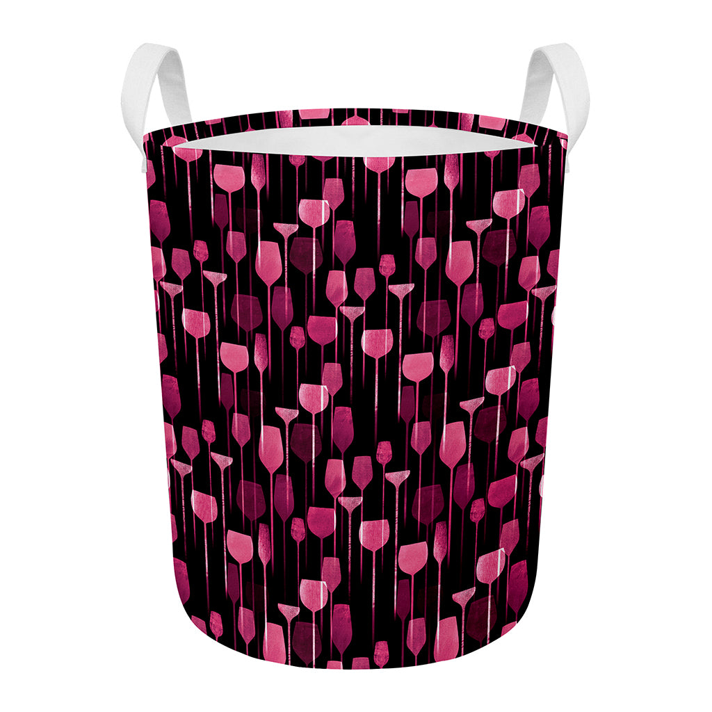Glasses Of Wine Print Round Laundry Basket