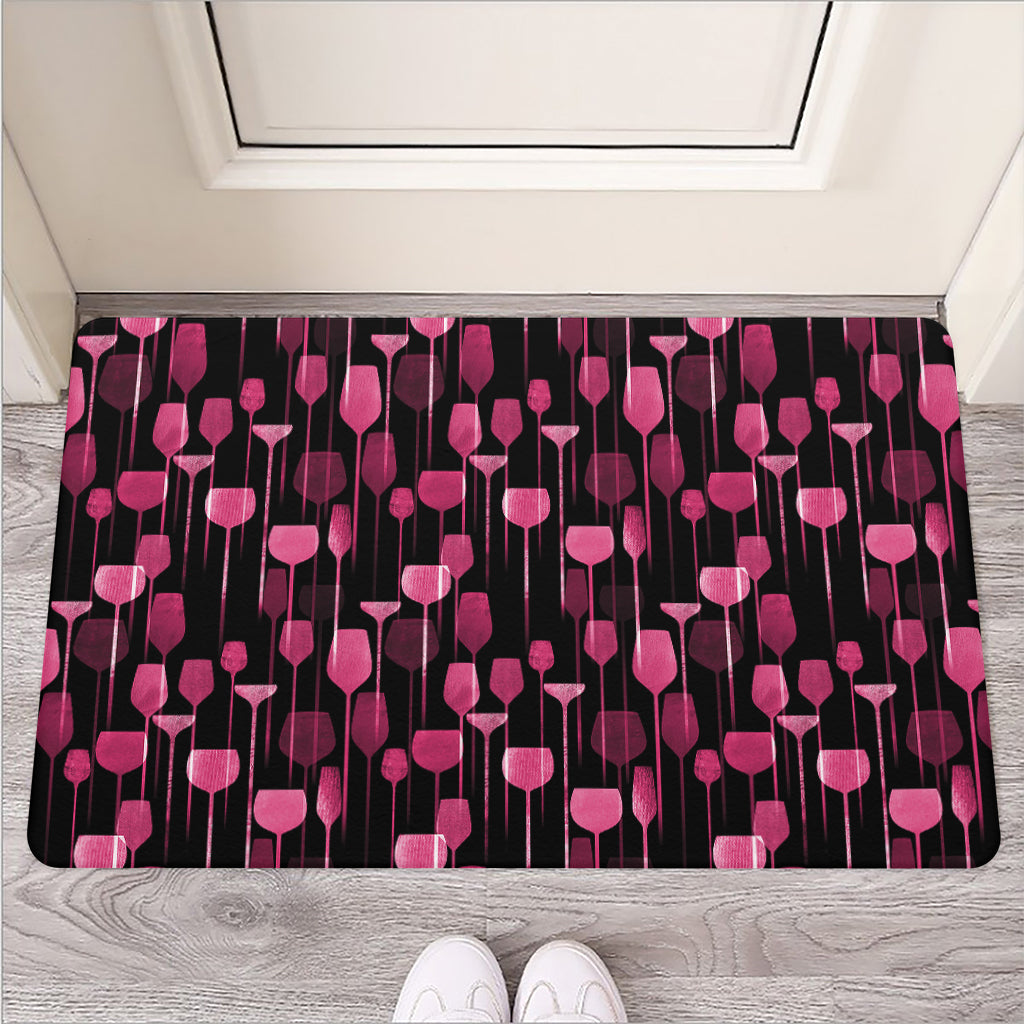 Glasses Of Wine Print Rubber Doormat