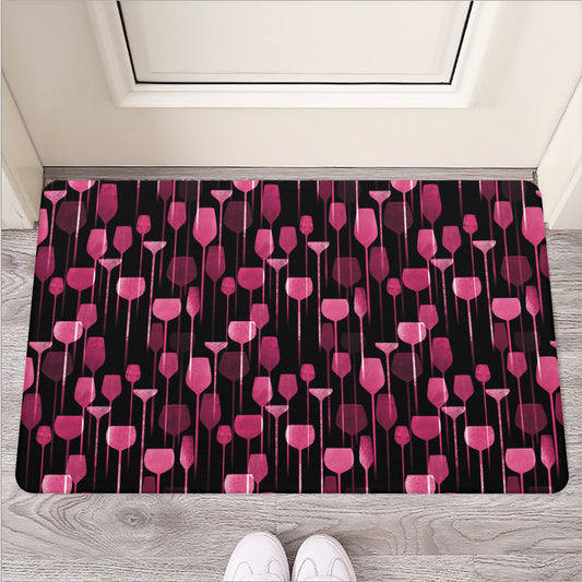 Glasses Of Wine Print Rubber Doormat