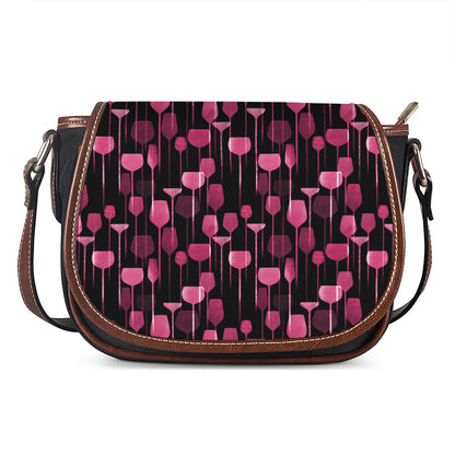 Glasses Of Wine Print Saddle Bag
