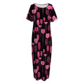 Glasses Of Wine Print Short Sleeve Long Nightdress
