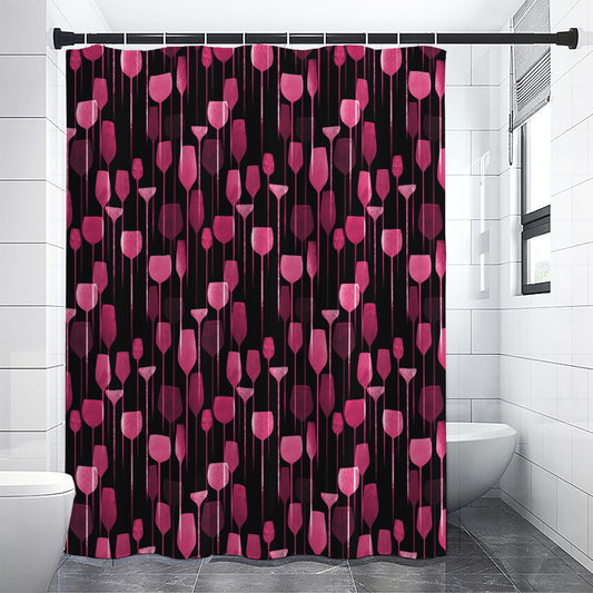 Glasses Of Wine Print Shower Curtain