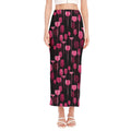 Glasses Of Wine Print Side Slit Maxi Skirt