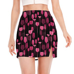 Glasses Of Wine Print Side Slit Mini Skirt