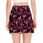 Glasses Of Wine Print Side Slit Mini Skirt