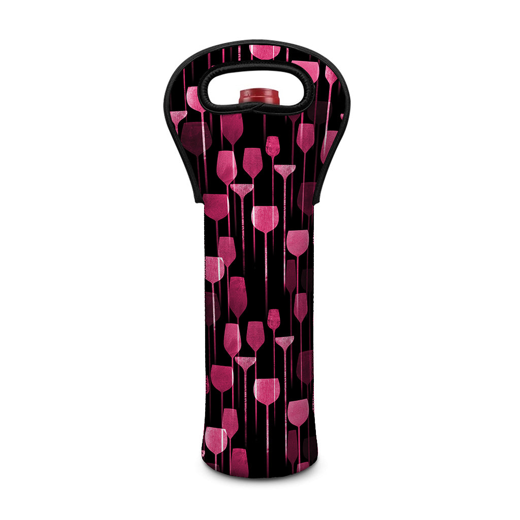 Glasses Of Wine Print Single Neoprene Wine Tote