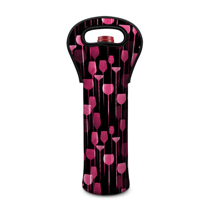 Glasses Of Wine Print Single Neoprene Wine Tote