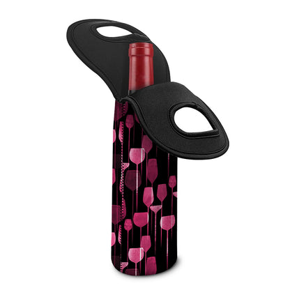 Glasses Of Wine Print Single Neoprene Wine Tote