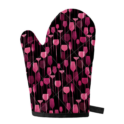 Glasses Of Wine Print Single Oven Mitt